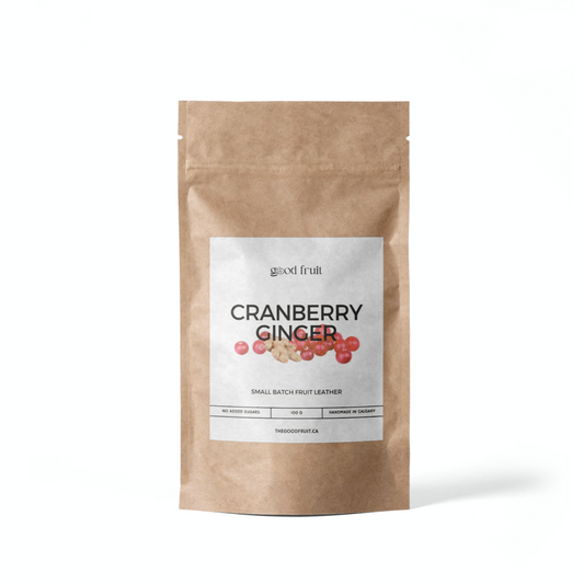 Good Fruit healthy cranberry ginger sweets fruit rolls 100g pack front shot